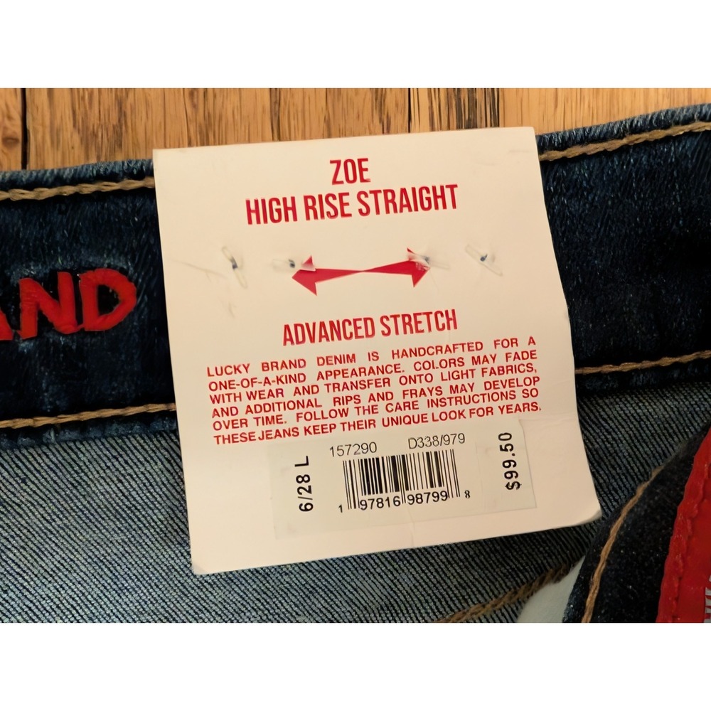 Lucky Brand Zoe High Rise Straight Dark Wash Raw Hem Women's Jeans 6/28 Long - Picture 11 of 16